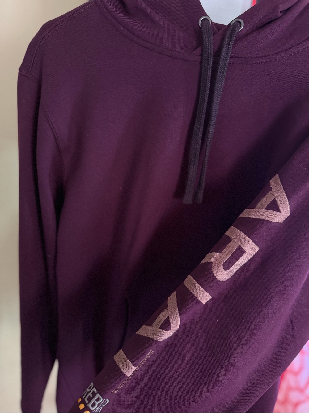 Ariat Women's Plum Crewneck Hoodie with Sleeve Logo - Picture 2 of 5